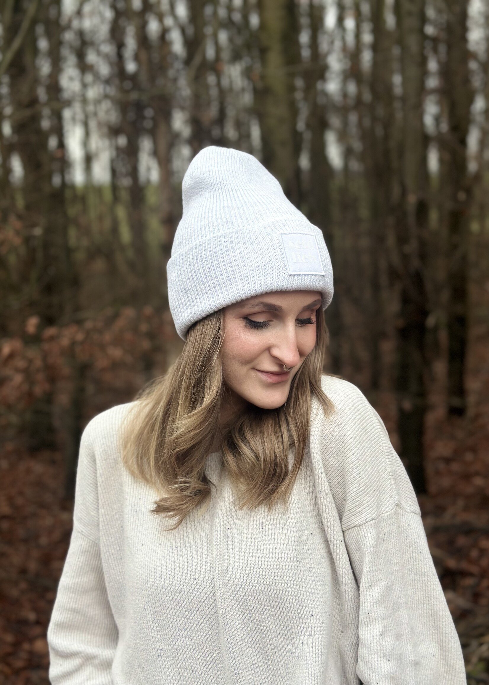 Seid Lieb recycled oversized Beanie -white