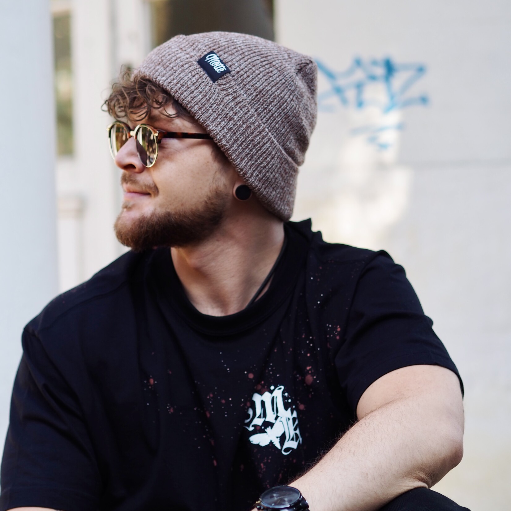 Motte – Beanie beige Melange Knit