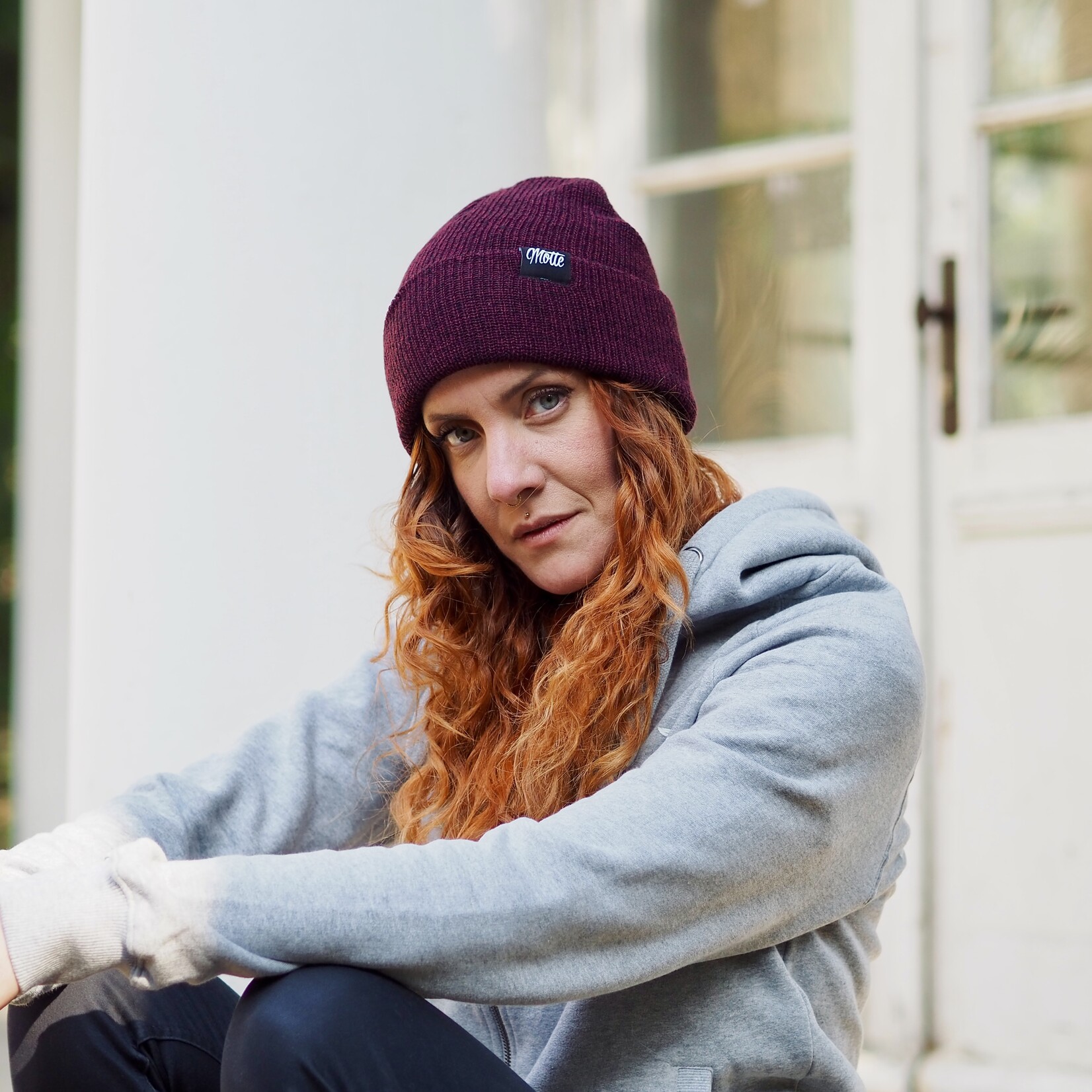 Motte – Beanie bordeaux Melange Knit