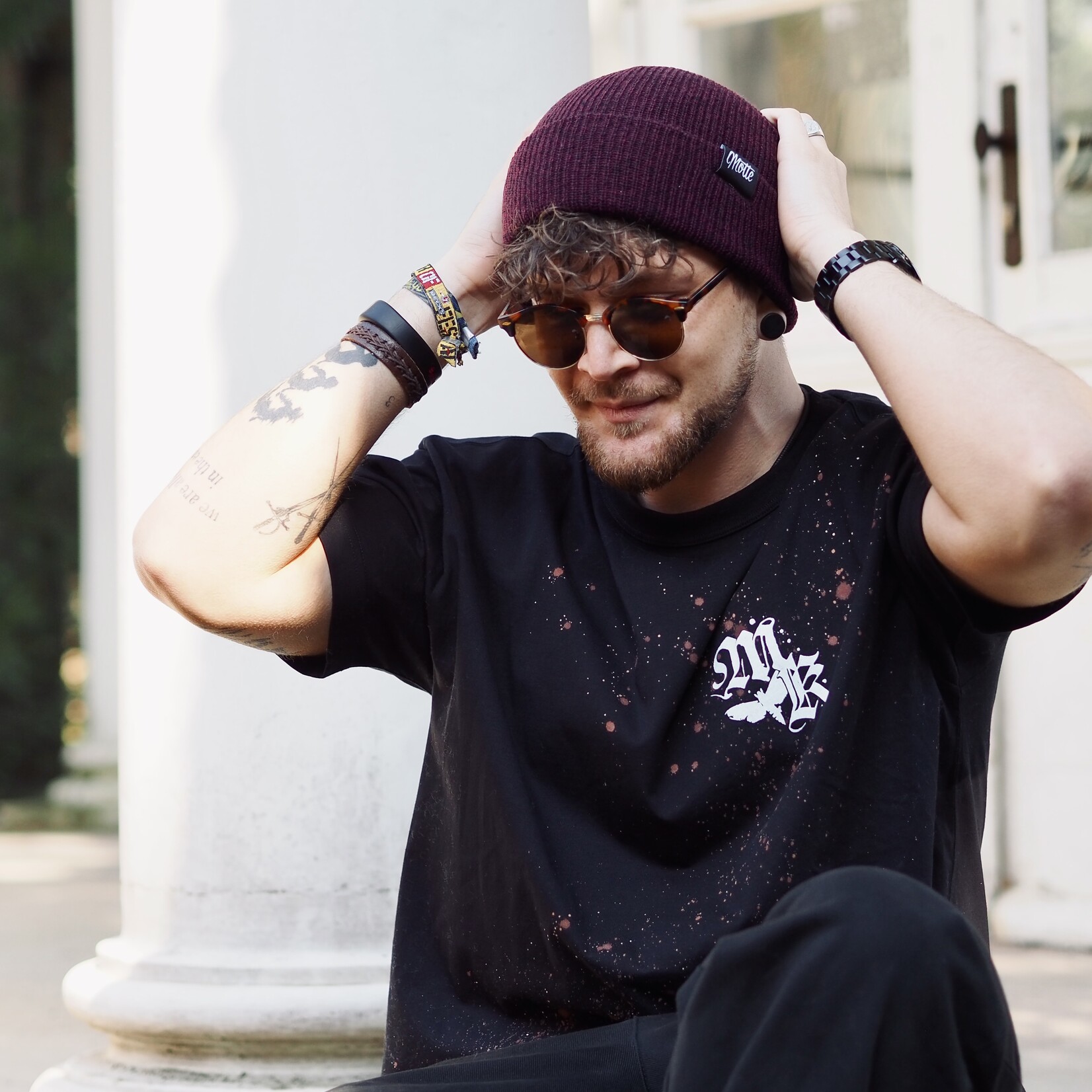 Motte – Beanie bordeaux Melange Knit