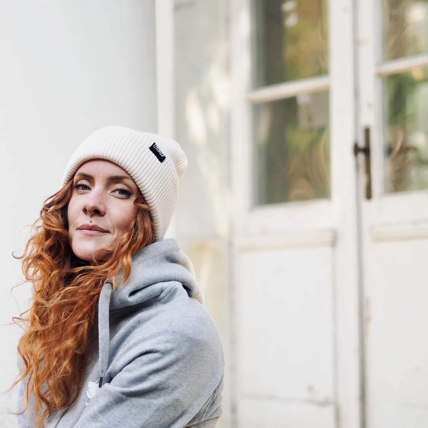 Recycled Oversize Beanie weiches tragegefühl, perfect fitoff white