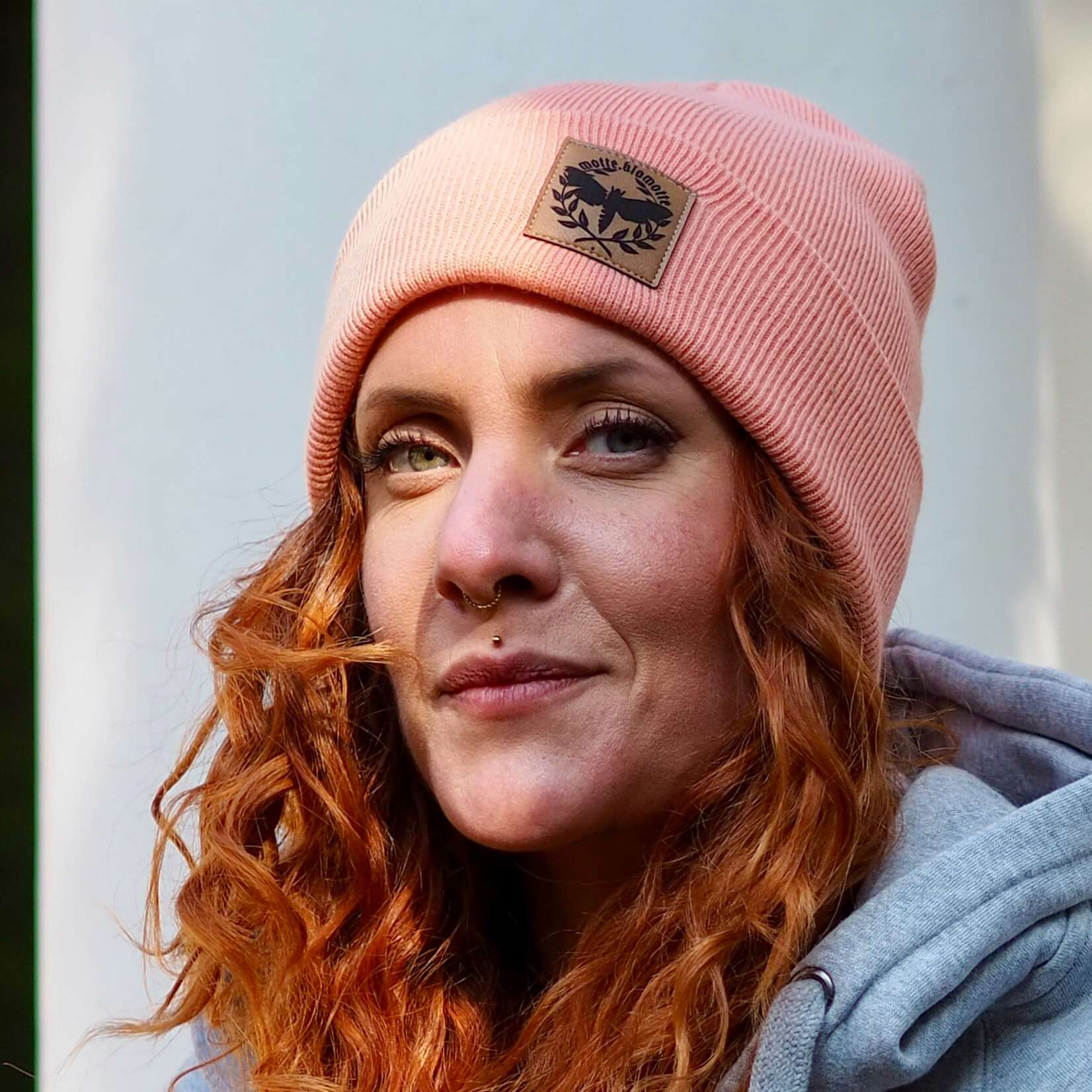 Beanie Fake-Leder-Patch -peach