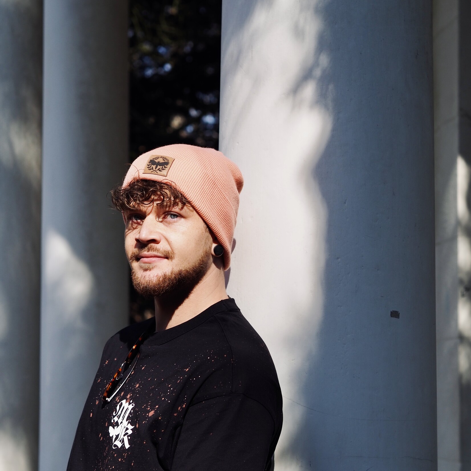 Beanie Fake-Leder-Patch -peach