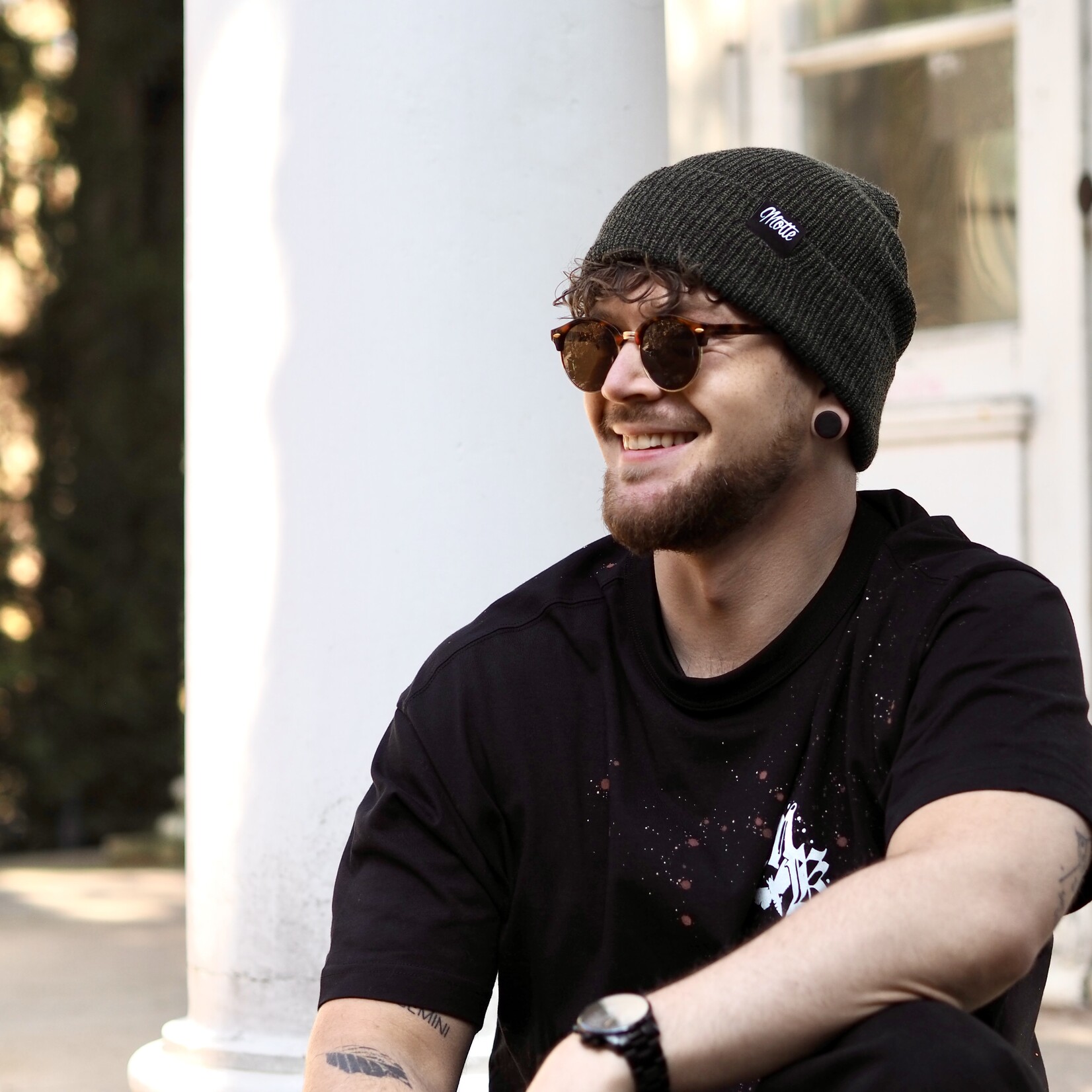 Motte – Beanie Olive Melange Knit