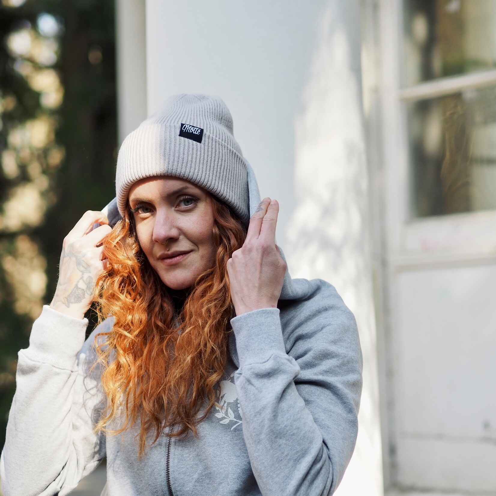 Recycled Oversize Beanie weiches tragegefühl, perfect fit -sand