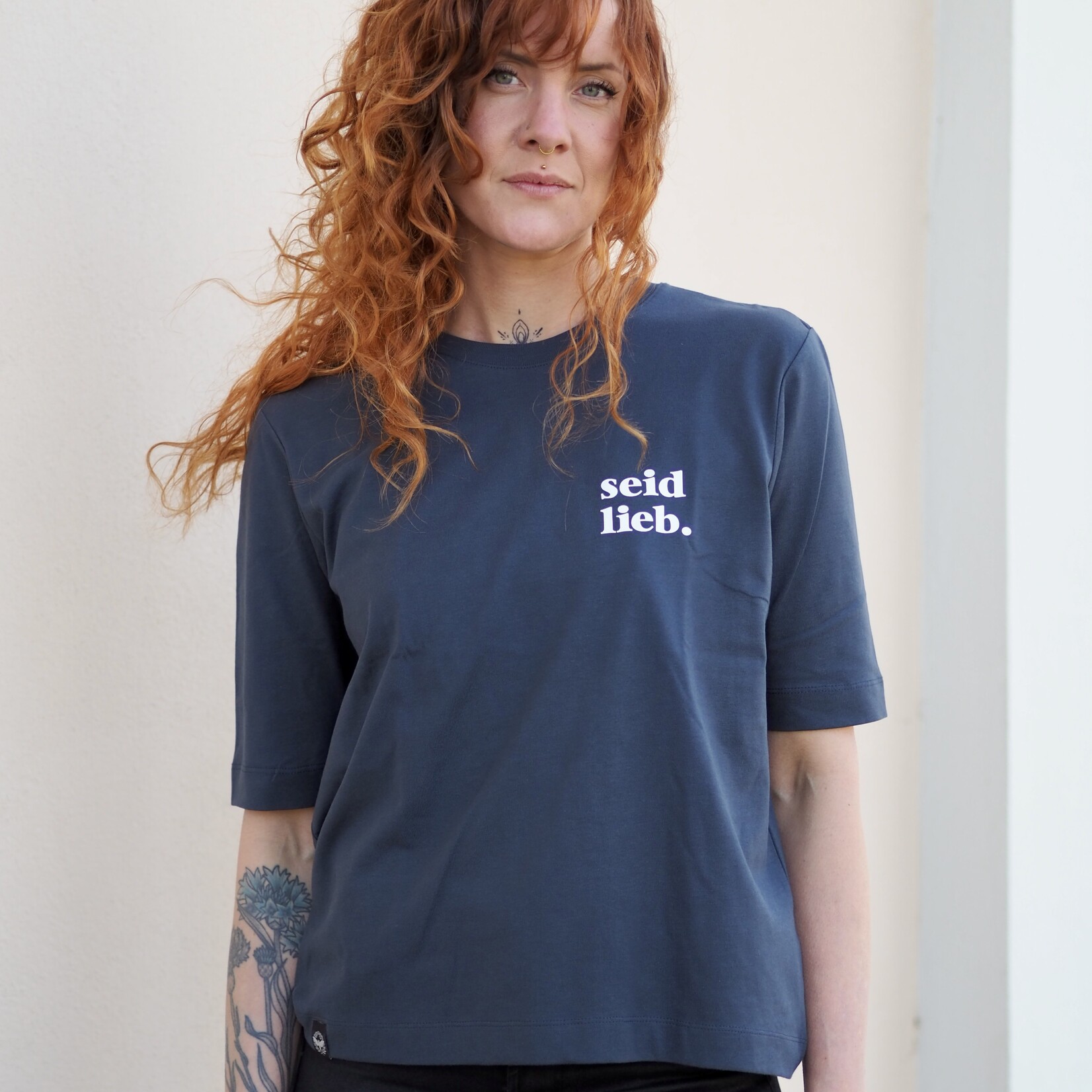 soft values T-Shirt cropped indigo