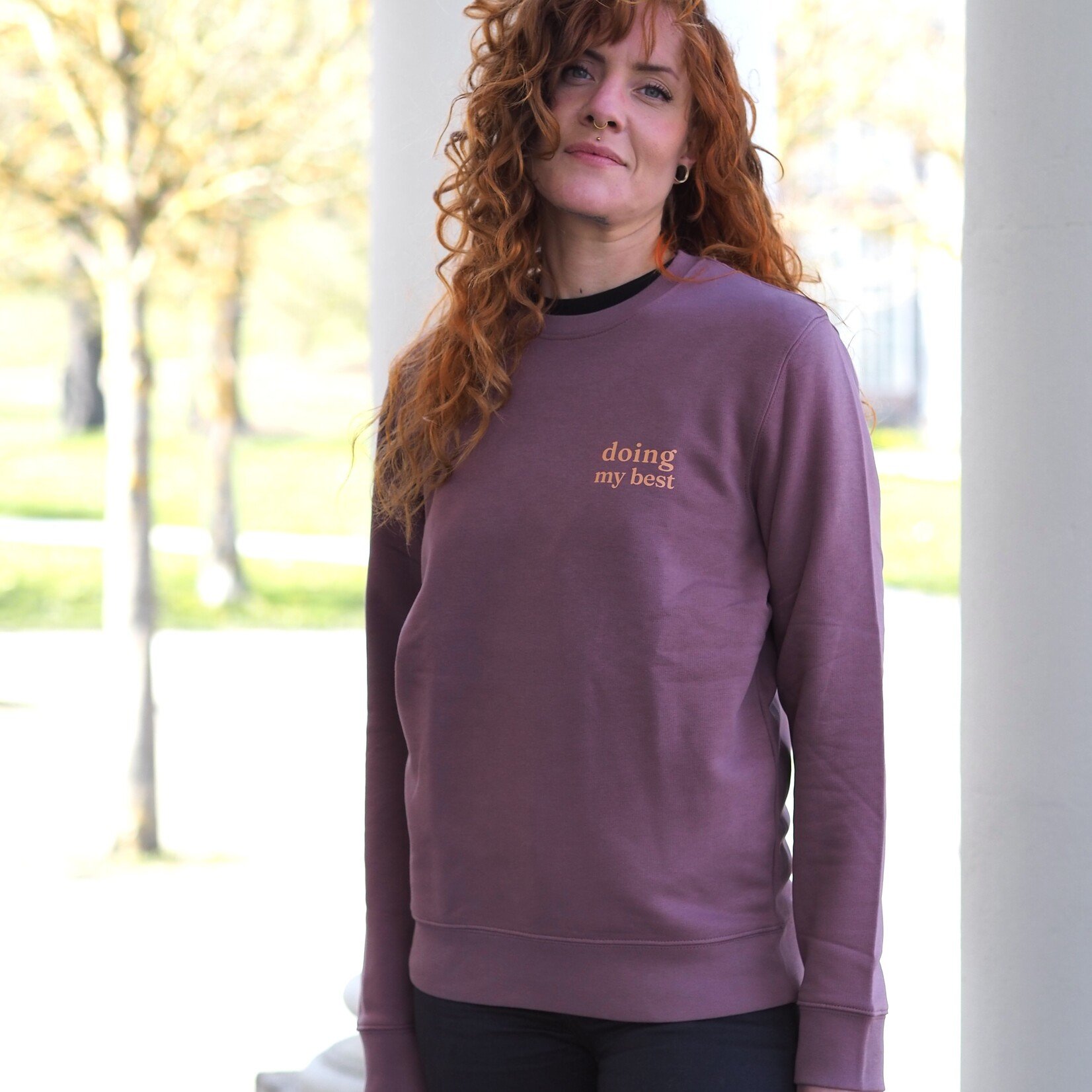 soft values sweater in aubergine