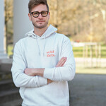 soft values Hoodie in white- mottled