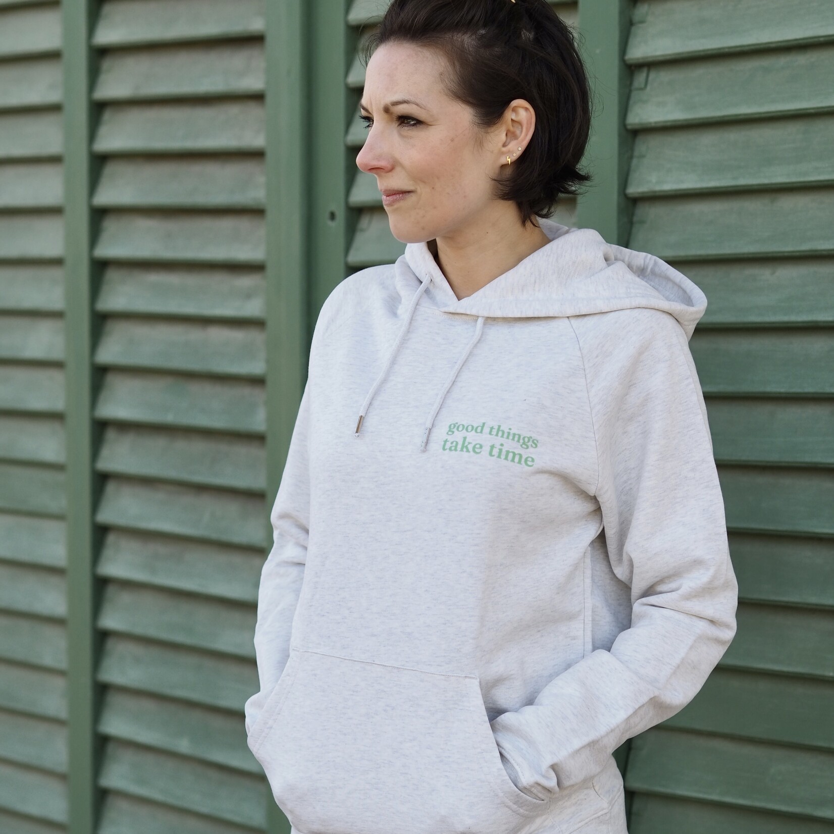 soft values Hoodie in white mottled