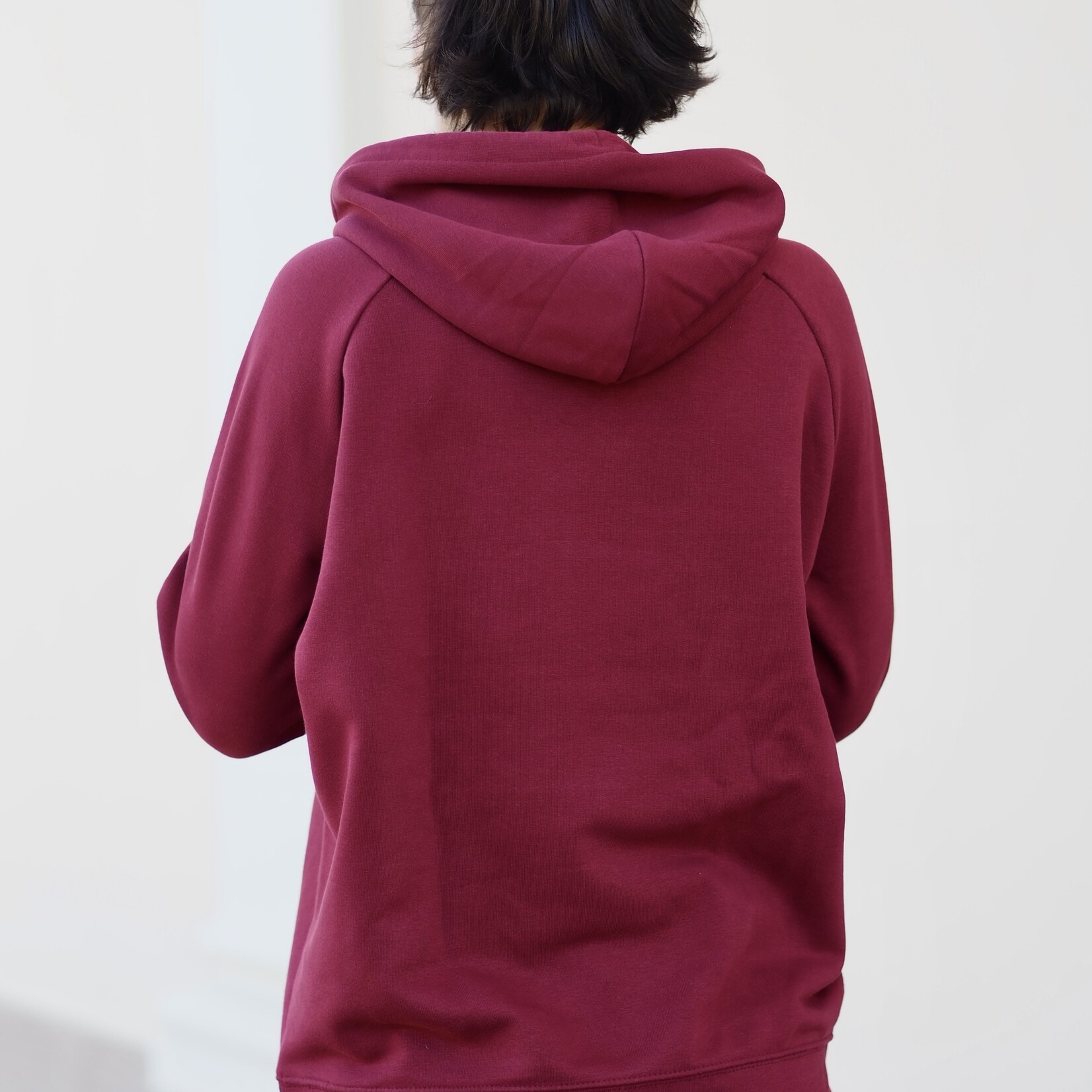 SOFT VALUES bio Hoodie taillierter schnitt in bordeaux
