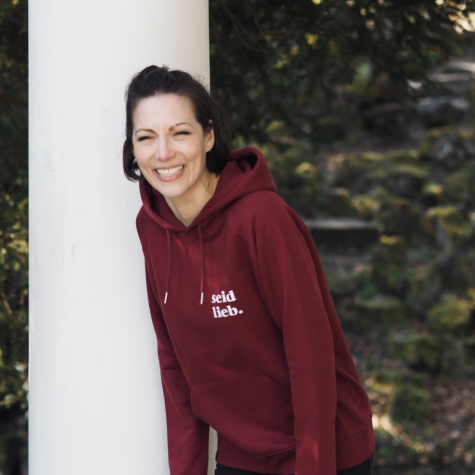 SOFT VALUES bio Hoodie taillierter schnitt in bordeaux