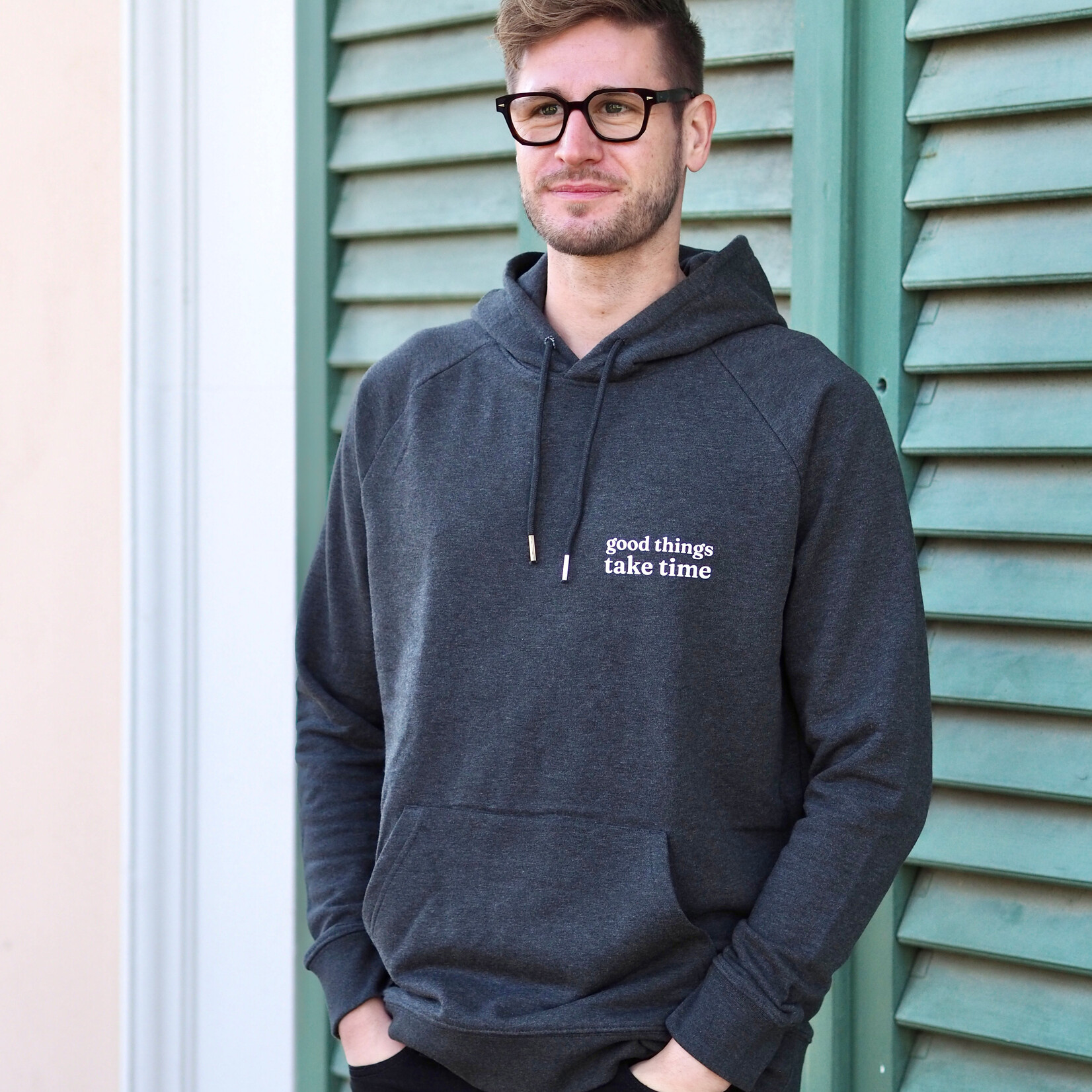 SOFT VALUES fairer bio Hoodie in anthrazit meliertem Farbton