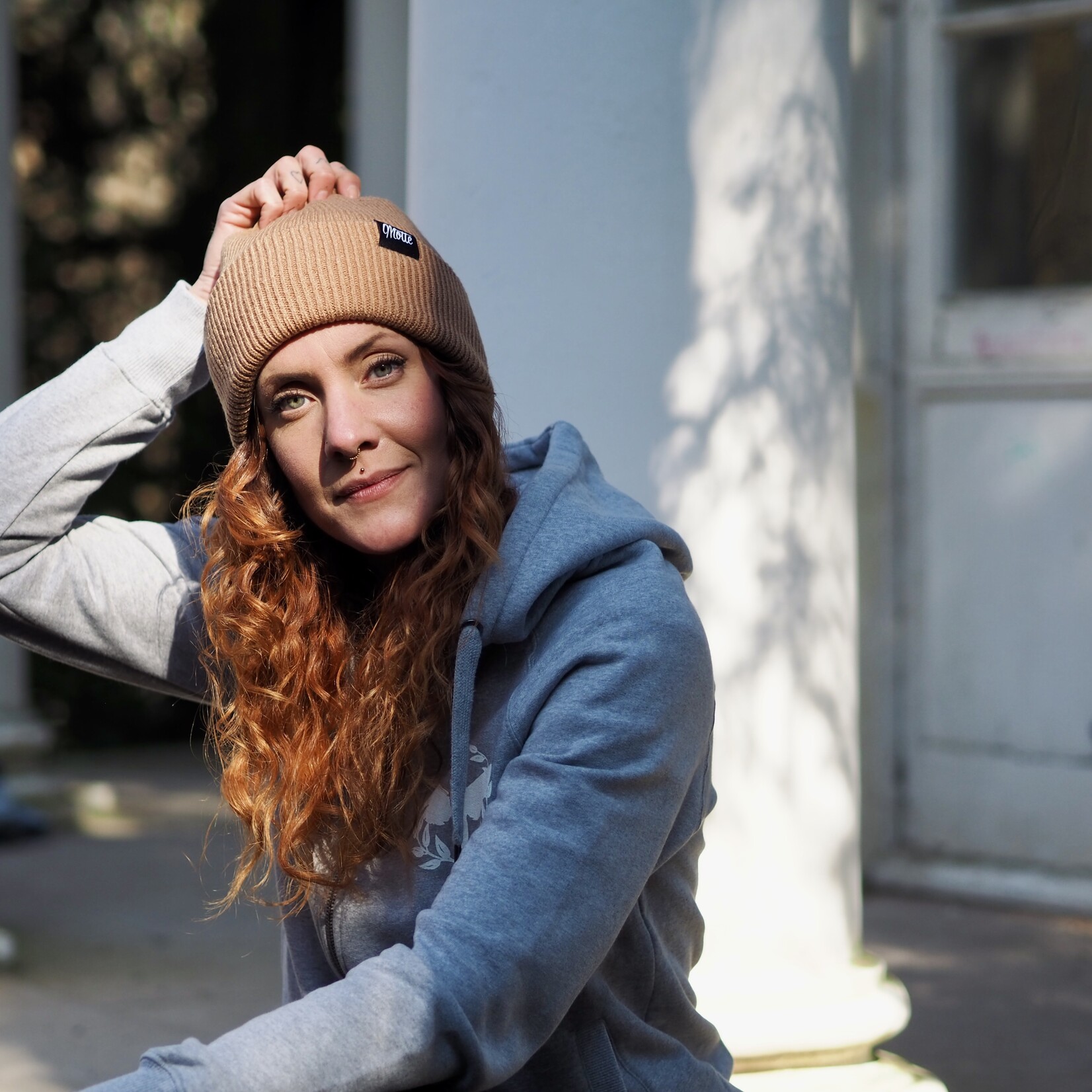 Recycled Oversize Beanie perfect fit  -brown