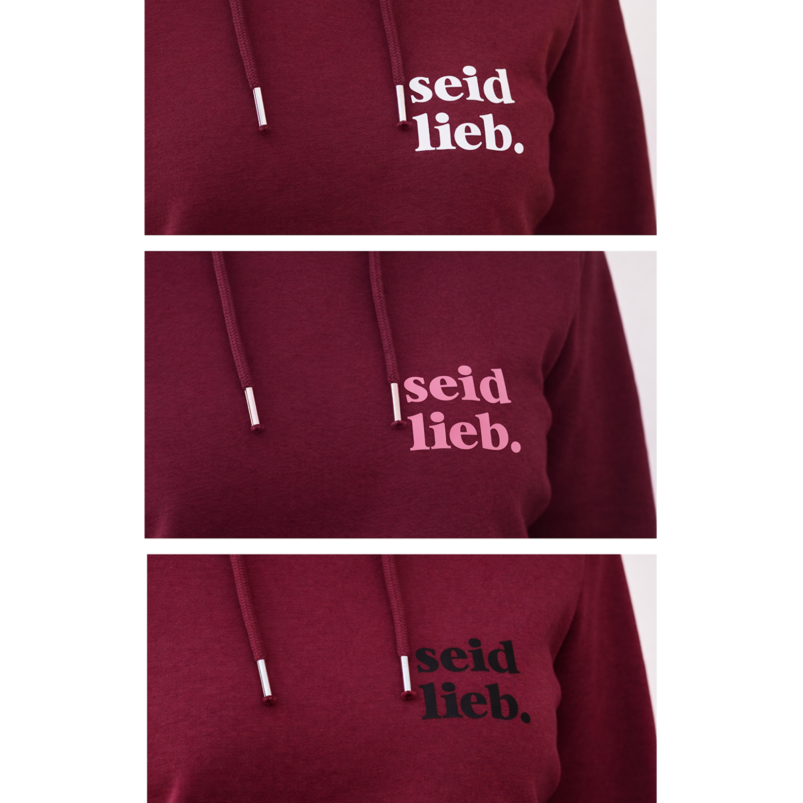 SOFT VALUES bio Hoodie taillierter schnitt in bordeaux