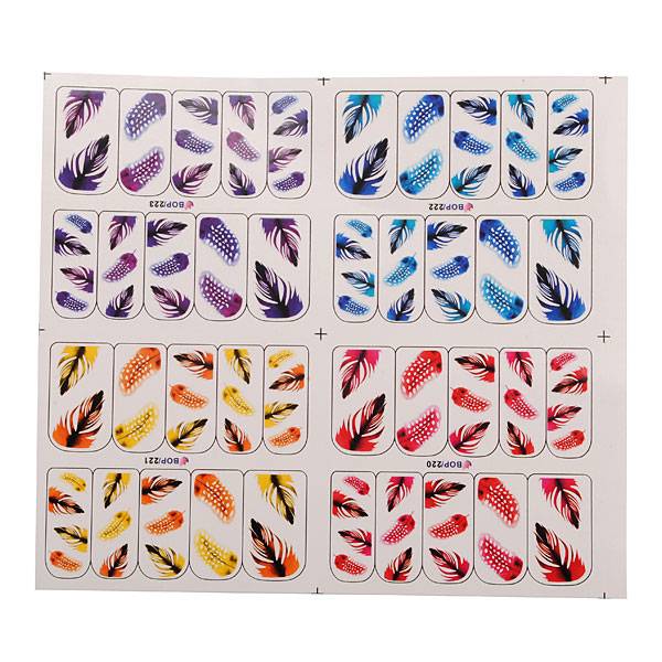 Js Supply 3D Nagel Stickers Met Veerdesign js supply kopen in de aanbieding