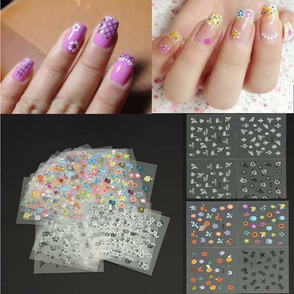 Diy Kleurrijke Nail Art Stickers Tips Met Bloem Design diy kopen in de aanbieding