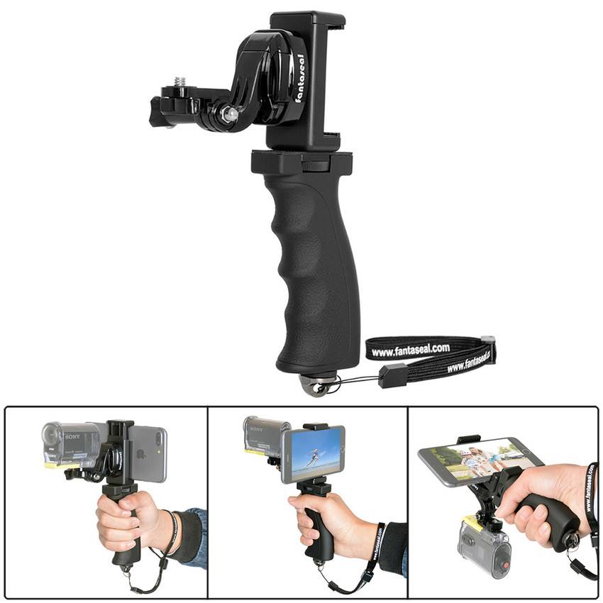 verkoper Cornwall boeren Fantaseal Action Camera Handgreep Mount + mobiele telefoon Clip voor Sony  AS200V AS300R FD-X3000R KeyMission Gear 360 Stabilizer Houder