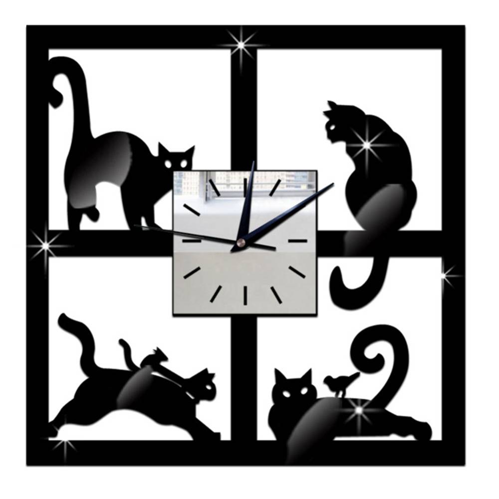 Myxl Zwarte Kat 3D Kristallen Spiegel Wandklok Quartz Klok Living Kamer Decoratieve Muursticker Interieur 28X28 myxl kopen in de aanbieding Myxl Zwarte Kat 3D Kristallen Spiegel Wandklok Quartz Klok Living Kamer Decoratieve Muursticker Interieur 28X28 myxl kopen in de aanbieding