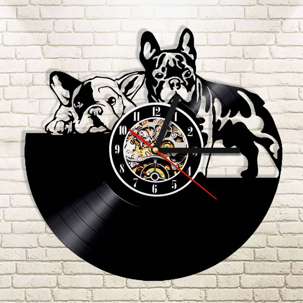 1 Stuk Hond Paar Vintage Vinyl LP Record Wandklok Pet Puppy Decor Dieren CD Retro Uurwerk KlokkenVoor Hond Minnaar
