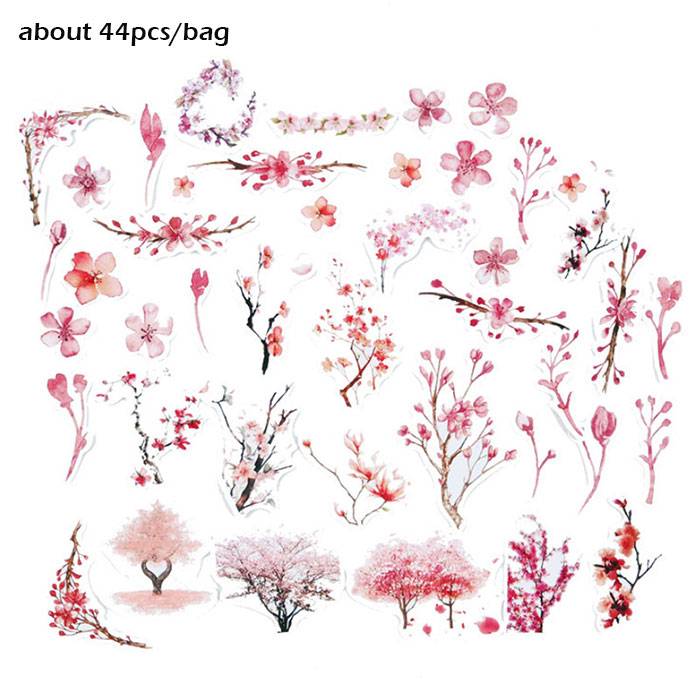 Myxl 44 Stkszak Roze Bloem Lijm Papier Sticker Kinderen Diy Handgemaaktekaart Fotoalbum Scrapbook Dagboek Interieurstickers myxl kopen in de aanbieding