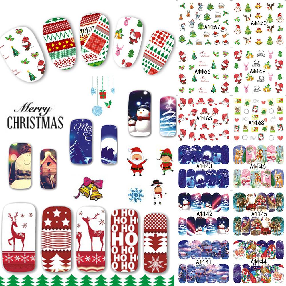 Myxl 48 Ontwerpenveel Kerst Beauty Nail Sticker Set Cartoon Complete Tip Decals Diy Xmas Tattoos Art Decoratie Tra1129 1176 Tracy Simple myxl kopen in de aanbieding