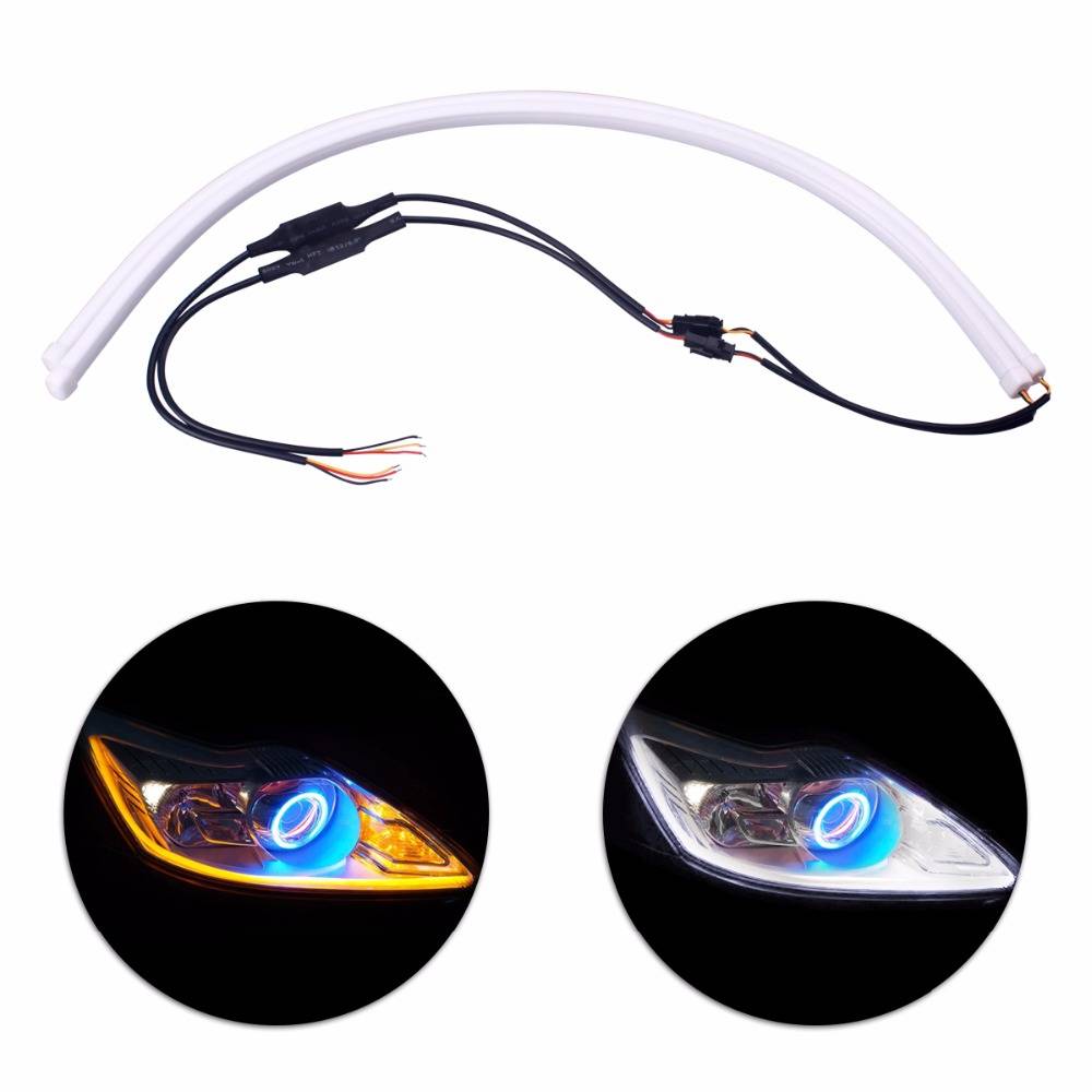 Myxl 2X60 Cm Angel Eye Dagrijverlichting Universele Buis Gids Soft Flexibele Auto Led Strip Drl Wit Geel Richtingaanwijzer myxl kopen in de aanbieding Myxl 2X60 Cm Angel Eye Dagrijverlichting Universele Buis Gids Soft Flexibele Auto Led Strip Drl Wit Geel Richtingaanwijzer myxl kopen in de aanbieding
