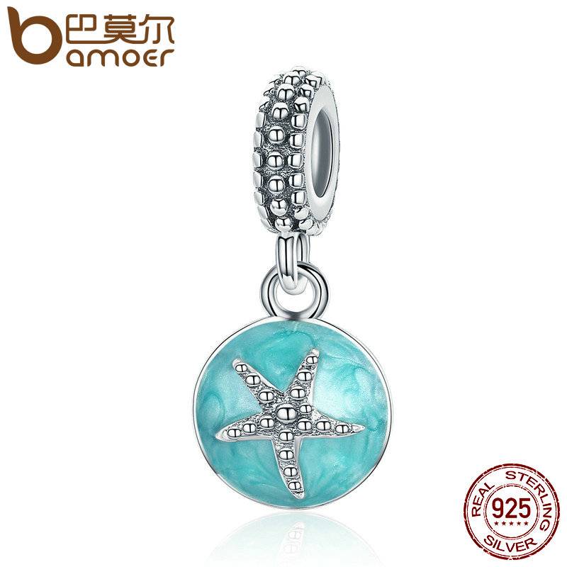 Myxl Bamoer Zomer Collectie 925 Sterling Silver Clear Cz Zeester Zee Groene Emaille Hanger Charm Fit Armband Sieraden S925 Scc136 myxl kopen in de aanbieding