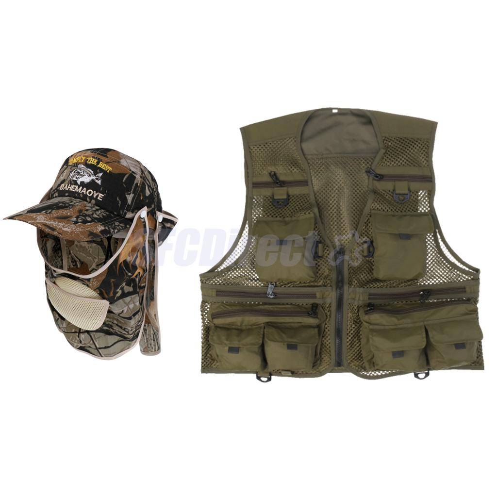 Myxl Zomer Mannen Mesh Vest Flap Hoed Multi Pocket Jas Outdoor Vissen myxl kopen in de aanbieding