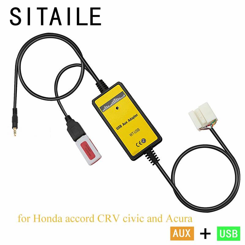 George Eliot trui werkloosheid SITAILE USB AUX auto MP3 muziek cd-speler Adapter machine veranderen voor  Honda accord civic CRV Acura CSX MDX RDX Interface auto kit