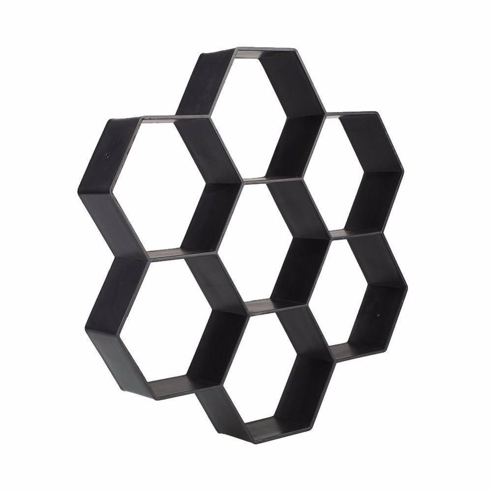 Myxl Zwarte Hexagon Oprit Bestrating Steen Schimmel Stepping Mould Betonmolen myxl kopen in de aanbieding