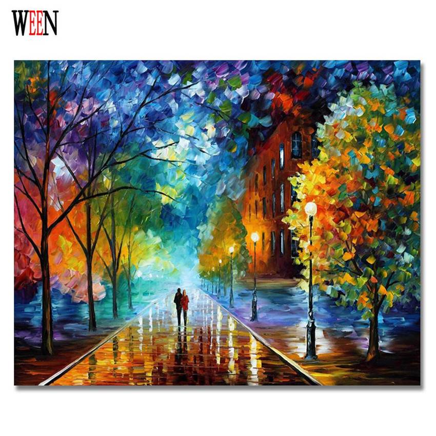 Myxl Ween Romantische Walking Pictures Nummer Diy Handgeschilderd Lover In De Regen Olieverfschilderij Landschap Door Voor Home Decor myxl kopen in de aanbieding Myxl Ween Romantische Walking Pictures Nummer Diy Handgeschilderd Lover In De Regen Olieverfschilderij Landschap Door Voor Home Decor myxl kopen in de aanbieding