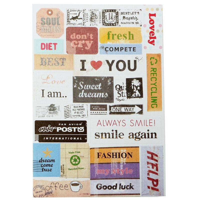 Myxl 6 Sheetspack Cartoon Brief Print Papier Sticker Vintage Stempel Voor Diary Scrapbooking Decor Arts Ambachten Stickers myxl kopen in de aanbieding