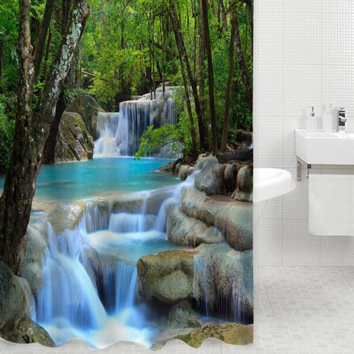 Myxl 3D Duurzaam Douchegordijn Wonderen Watervallen Groen Natuur Landschap Badkamer Mildewproof Polyester Stof Met myxl kopen in de aanbieding Myxl 3D Duurzaam Douchegordijn Wonderen Watervallen Groen Natuur Landschap Badkamer Mildewproof Polyester Stof Met myxl kopen in de aanbieding