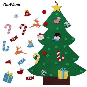 Ourwarm Kids DIY Vilt Kerstboom met Ornamenten Kinderen Kerstcadeaus voor 2018 Nieuwjaar Deur Muur Opknoping Xmas Decoratie