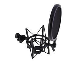 Professionele Microfoon Mic Shock Mount met Pop Shield Articulating Hoofd Ineenschuiven Hoogte Microfoon Houder Stand Beugel