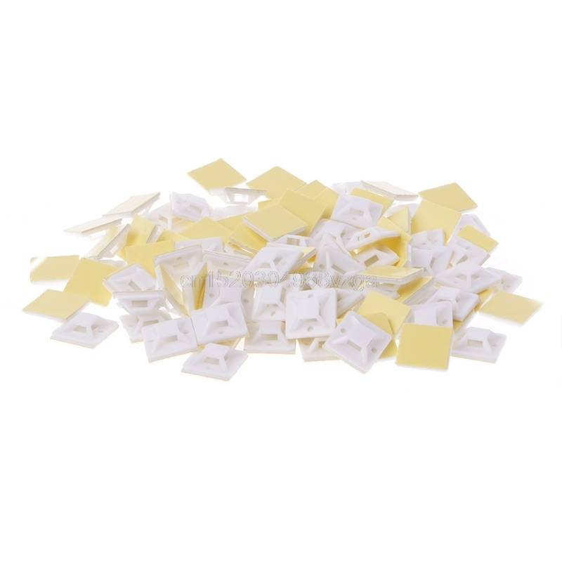 Myxl 100 Stks Plastic Lijm Rechthoek Wire Tie Cable Clip Clamp Mount 20X20Mm D21 myxl kopen in de aanbieding