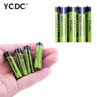 YCDC 4 Stks AAA 1000 mAh 1.2 V Quanlity Oplaadbare Batterij MH 1.2 V Oplaadbare 1A Batterij Baterias Bateria Met batterij Case