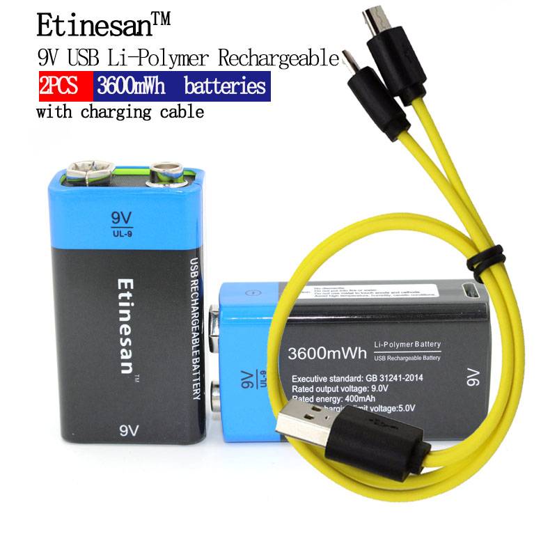 Myxl 2 Stks Etinesan 9 V Li Polymer Oplaadbare Batterij 3600Mwh Lithiumbatterij Voor Inercom Microfoon 1Usb Opladen Kabel myxl kopen in de aanbieding Myxl 2 Stks Etinesan 9 V Li Polymer Oplaadbare Batterij 3600Mwh Lithiumbatterij Voor Inercom Microfoon 1Usb Opladen Kabel myxl kopen in de aanbieding
