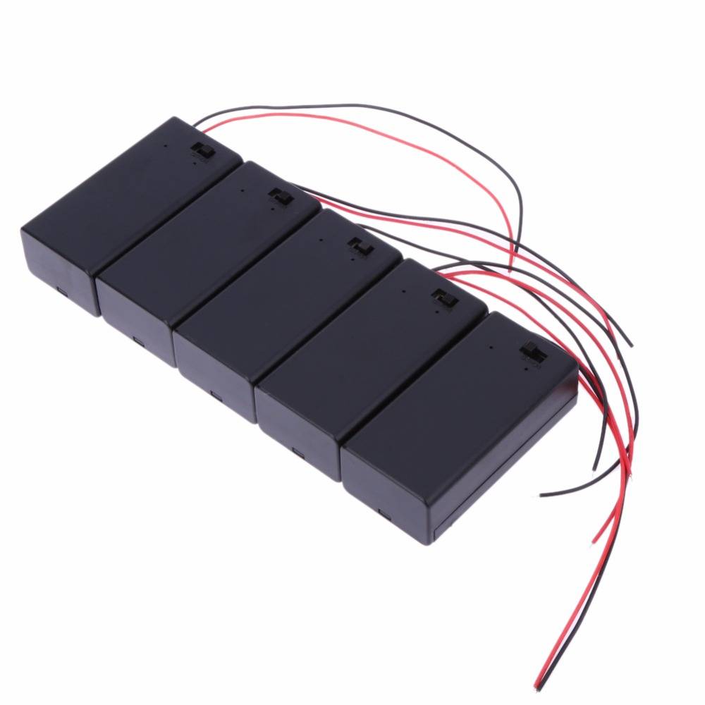 Myxl 5 Stks 9 V Batterij Houder Box Case Met Wire Lead Aanuit Schakelaar Cover myxl kopen in de aanbieding