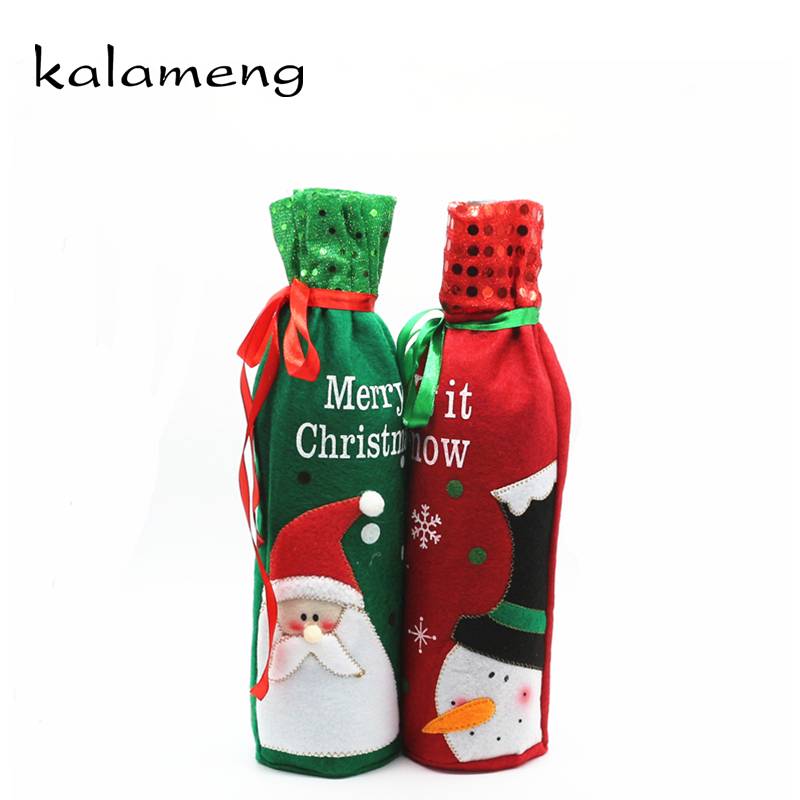 Myxl Rode Wijn Cover Tassen Kerst Fles Set Ghirlanda Natale Porta Noel Diner Tafeldecoratie Home Party Decors Kerstman myxl kopen in de aanbieding