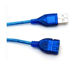 1 M/3 M USB 2.0 Extension Print Kabel Transparant BlauwUitgebreide USB Kabel voor Camera en USB Computer Randapparatuur