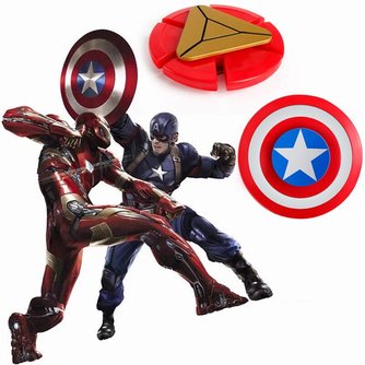 2 stijlen Plastic Iron Man Fidget Spinner Captain America Shield Vinger Spinner EDC Hand Spinner Angst Stress Speelgoed