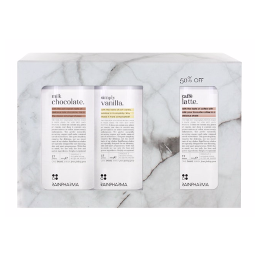Rainpharma Rainshake Promokit Milkc Chocolate-Simply Vanilla-Caffé latte Rainpharma Rainshake Promokit Milkc Chocolate-Simply Vanilla-Caffé latte