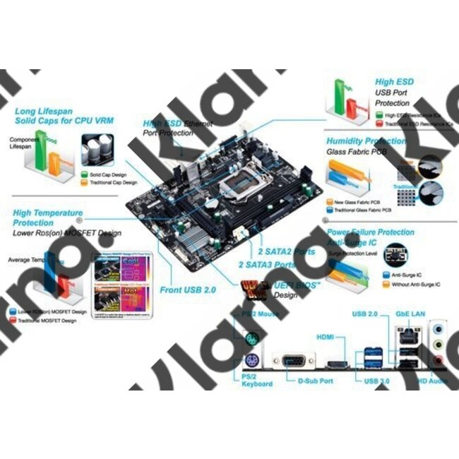 Gigabyte MB  H81M 1150 / HDMI / USB3.0 / 2 x DDR3 / mATX