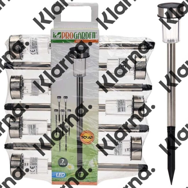 ProGarden Set van 7 RVS solarlampen