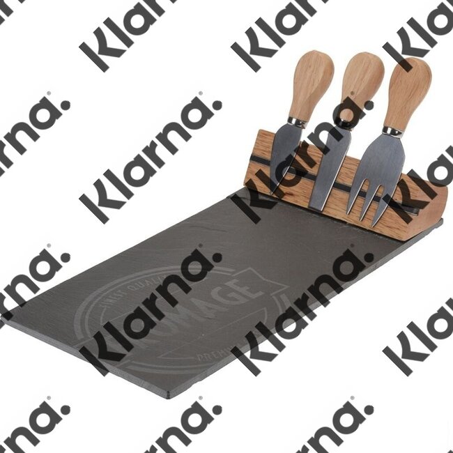 Excellent Houseware. Kaasplankje met kaasmessen - leisteen