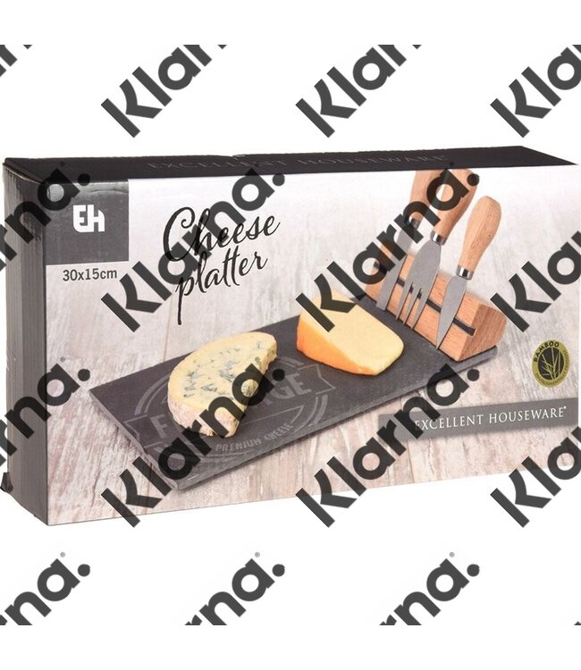 Excellent Houseware. Kaasplankje met kaasmessen - leisteen