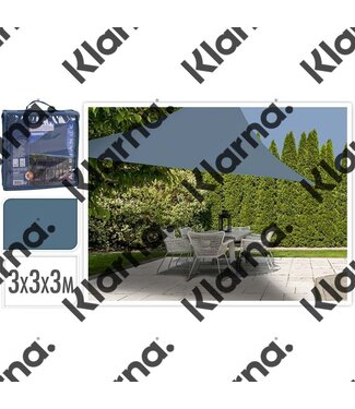 Ambiance Schaduwdoek driehoek 3x3x3m - blauw