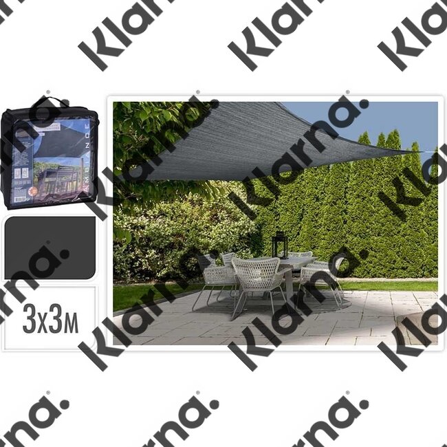 Ambiance Schaduwdoek vierkant 3 x 3 meter - donkergrijs