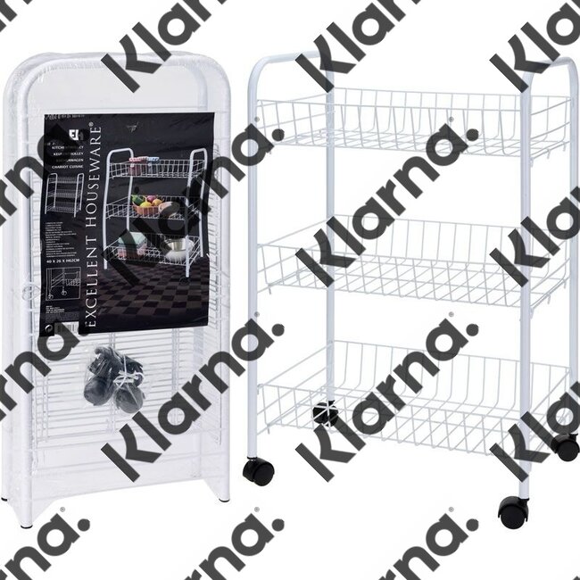 Excellent Houseware. Keukentrolley wit met 3 manden